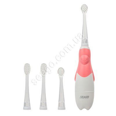 Детская звуковая зубная щетка Seago SG513 с 4-мя насадками, Pink 1944509928 фото